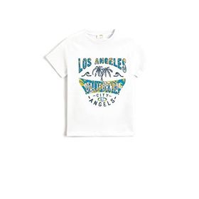 Koton 000 Erkek Çocuk Pamuklu Baskılı Kısa Kollu Beyaz T-shirt
