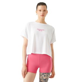 Koton 000 Kadın Beyaz Bisiklet Yaka Kısa Kollu Baskılı T-shirt