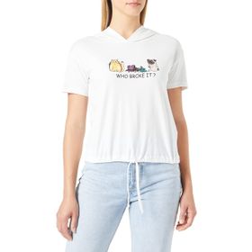 Koton 001 Kadın Kırık Beyaz Pamuklu Kısa Kollu Kapüşonlu Baskılı T-shirt