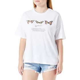 Koton 001 Kadın Kırık Beyaz Slogan Baskılı Bisiklet Yaka Kısa Kollu T-shirt