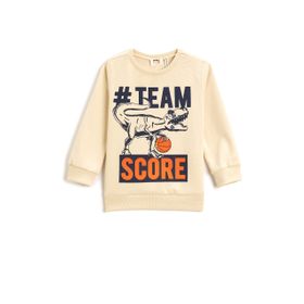 Koton 002 Dinozor Baskılı Bisiklet Yaka Ekru 9/10 Yaş Erkek Çocuk Sweatshirt