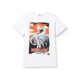 Koton 002 Erkek Çocuk Ekru Yuvarlak Yaka Kısa Kollu Dinozor Baskılı T-shirt