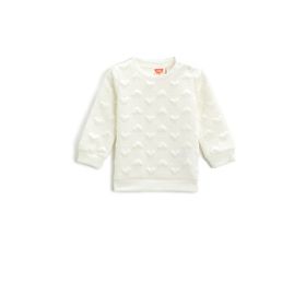Koton 010 Kız Bebek Ekru Kalpli Kapitone Uzun Kollu Bisiklet Yaka Sweatshirt