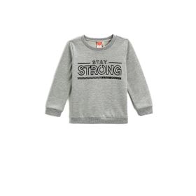 Koton 023 Erkek Bebek Baskılı Uzun Kollu Bisiklet Yaka Gri Sweatshirt