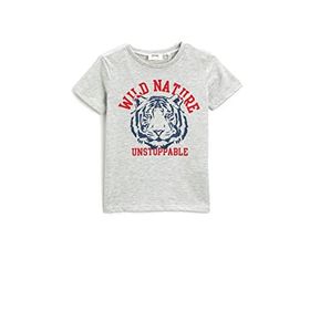 Koton 023 Erkek Çocuk Baskılı Kısa Kollu Gri T-shirt