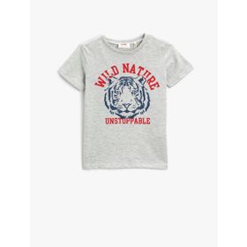 Koton 023 Erkek Çocuk Baskılı Kısa Kollu Gri T-shirt