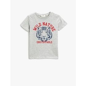 Koton 023 Erkek Çocuk Baskılı Kısa Kollu Gri T-shirt