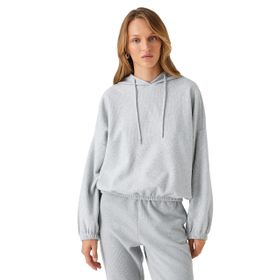 Koton 027 Kadın Gri Kapüşonlu Lastik Detaylı Sweatshirt