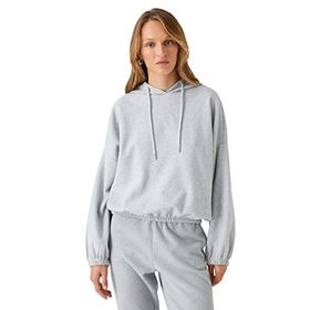 Koton 027 Kadın Gri Kapüşonlu Lastik Detaylı Sweatshirt