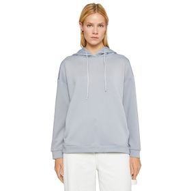 Koton 031 Kadın Gri Oversize Kapüşonlu Kanguru Cepli Sweatshirt