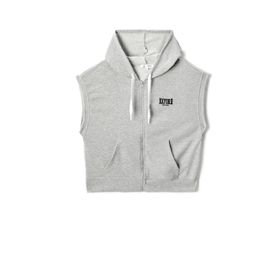 Koton 031 Kadın Gri Oxford Baskılı Kapüşonlu Fermuar Detaylı Kolsuz Sweatshirt