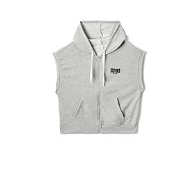 Koton 031 Kadın Gri Oxford Baskılı Kapüşonlu Fermuar Detaylı Kolsuz Sweatshirt
