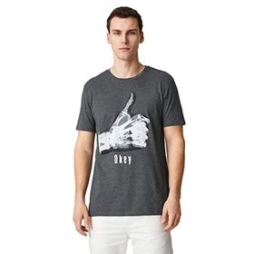 Koton 045 Antrasit Bisiklet Yaka Kısa Kollu Baskılı Erkek T-shirt