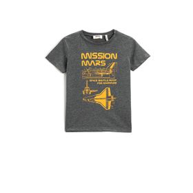Koton 045 Erkek Çocuk Pamuklu Baskılı Kısa Kollu Antrasit T-shirt
