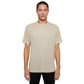 Koton 050 Bej Basic Jakarlı Bisiklet Yaka Kısa Kollu Erkek T-shirt