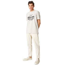 Koton 050 Bej Bisiklet Yaka Kısa Kollu Baskılı Erkek T-shirt