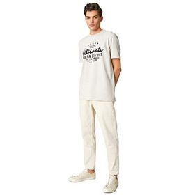Koton 050 Bej Bisiklet Yaka Kısa Kollu Baskılı Erkek T-shirt