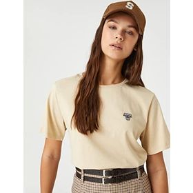 Koton 050 Kadın Bej Kısa Kollu Bisiklet Yaka Koala İşlemeli T-shirt
