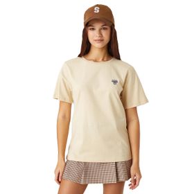 Koton 050 Kadın Bej Kısa Kollu Bisiklet Yaka Koala İşlemeli T-shirt