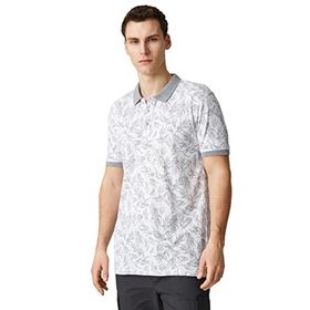 Koton 0D0 Erkek Beyaz Desenli Polo Yaka Desenli Kısa Kollu T-shirt