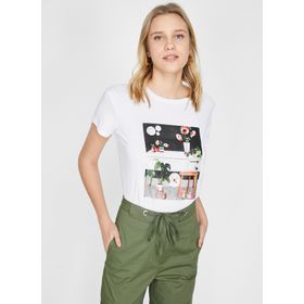 Koton 0KAK13173EK Ekru Kadın Kadın T-shirt