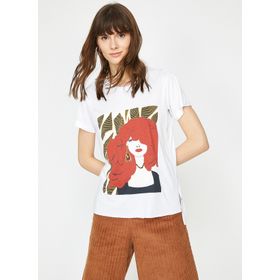 Koton 0KAK13173EK Ekru Kadın Kadın T-shirt