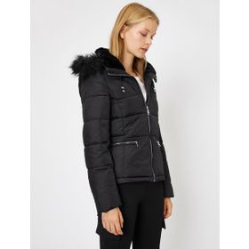 Koton 0KAL08215OW999 Suni Kürk Detayli Sisme Kadın Mont