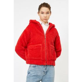 Koton 0KAL58226OW993 Kapüsonlu Peluş Kadın Mont