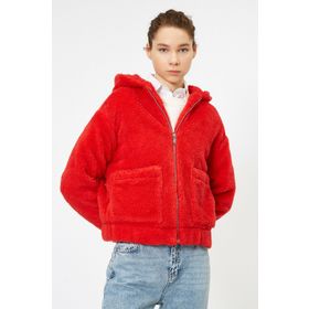Koton 0KAL58226OW993 Kapüsonlu Peluş Kadın Mont