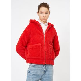 Koton 0KAL58226OW993 Kapüsonlu Peluş Kadın Mont