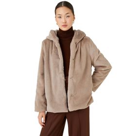 Koton 0KAL58226OW993 Kapüsonlu Peluş Kadın Mont