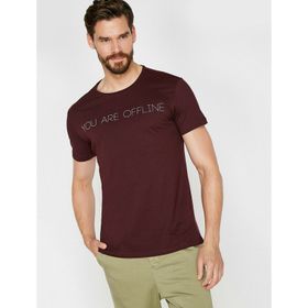 Koton 0KAM11636CK Bordo Yazili Baskili Erkek T-Shirt