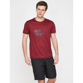 Koton 0KAM11636CK Bordo Yazili Baskili Erkek T-Shirt