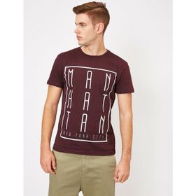 Koton 0KAM11636CK Bordo Yazili Baskili Erkek T-Shirt