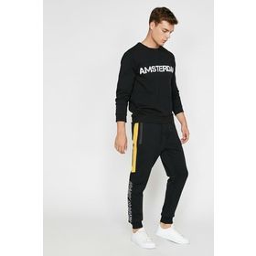 Koton 0KAM41006MK999 Siyah Erkek Sweatshirt