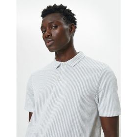 Koton 0KAM91718GT Siyah Polo Yaka Kısa Kollu Düğme Detaylı Erkek T-Shirt