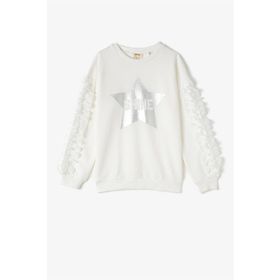 Koton 0KMG19615ZK002 Ekru Kız Çocuk Sweatshirt