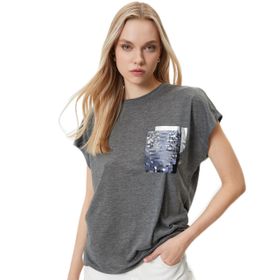 Koton 0YAK13983EK001 Kısa Kollu Pul Detaylı Bisiklet Yaka Kadın T-shirt