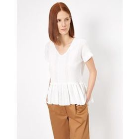 Koton 0YAL18224IK Mavi Bisiklet Yaka Kısa Kollu Çizgili Kadın T-shirt