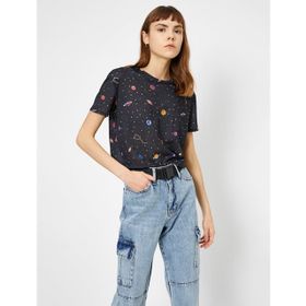 Koton 0YAL18586IK44G Baskılı Kadın T-Shirt