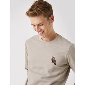 Koton 0YAL68017UK001 Yüksek Yaka Uzun Kollu Yazılı Baskılı Kadın Sweatshirt