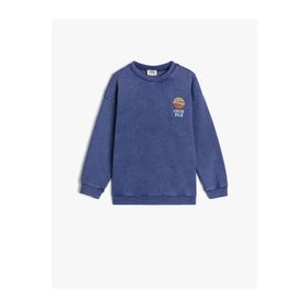 Koton 0YAL68017UK001 Yüksek Yaka Uzun Kollu Yazılı Baskılı Kadın Sweatshirt