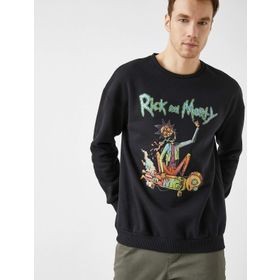 Koton 0YAM71503CK725 Rick and Morty Lisanslı Baskılı Erkek Sweatshirt
