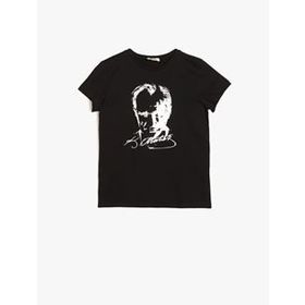Koton 0YKB11541MK000 Atatürk Lisanslı Baskılı Pamuklu Kısa Kollu Bisiklet Yaka Erkek Çocuk T-Shirt