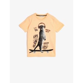 Koton 0YKB16050OK660 Baskılı Pamuklu Kısa Kollu Bisiklet Yaka Erkek Çocuk T-Shirt