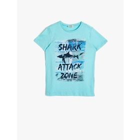Koton 0YKB16050OK660 Baskılı Pamuklu Kısa Kollu Bisiklet Yaka Erkek Çocuk T-Shirt