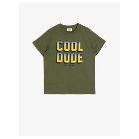 Koton 0YKB16257OK886 Slogan Baskılı Pamuklu Kısa Kollu Bisiklet Yaka Erkek Çocuk T-Shirt