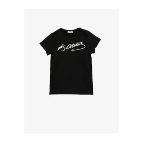 Koton 0YKG17313AK999 Atatürk Imzasi Baskılı Bisiklet Yaka Çocuk Kız T-shirt