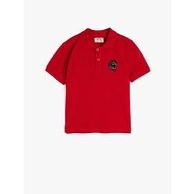 Koton 0YMG19575OKBT4 Sim Detaylı İşlemeli Bisiklet Yaka Kısa Kollu Çocuk Kız T-shirt