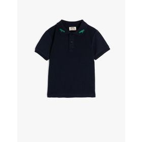 Koton 0YMG19575OKBT4 Sim Detaylı İşlemeli Bisiklet Yaka Kısa Kollu Çocuk Kız T-shirt